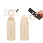 Rubber Coated Water Bottle With Magnetic Phone Stand Lid