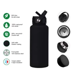 Rubber Coated 32oz Stainless Steel Water Bottle With Handle