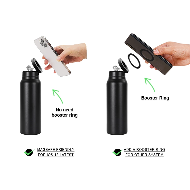 24 oz Full Color Stainless Steel Vacuum Flask With Magnetic Lid For Phone Holder