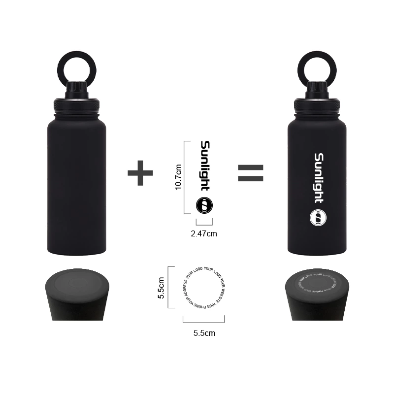 Rubber Coated 32oz Stainless Steel Water Bottle With Handle