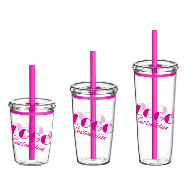 Wholesale Tritan Stackable Tumblers with Straws-BPA-Free Custom Drinkware