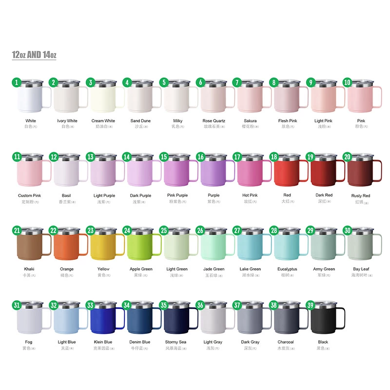 12oz 14oz Stainless Steel Mug With Handle