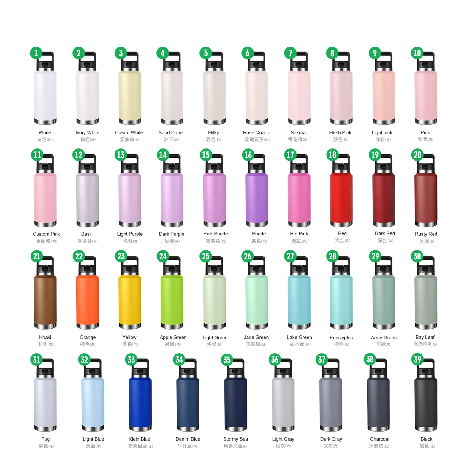 12oz/18oz/36oz/64oz Water Bottle with Chug Cap