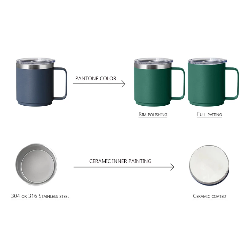 12oz 14oz Stainless Steel Mug With Handle