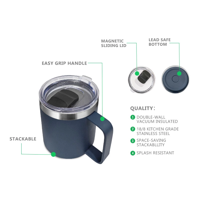 Wholesale 12oz & 14oz Stainless Steel Mugs with Handle - Custom Bulk Drinkware