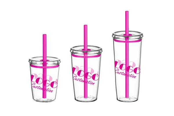 Wholesale Tritan Stackable Tumblers with Straws-BPA-Free Custom Drinkware