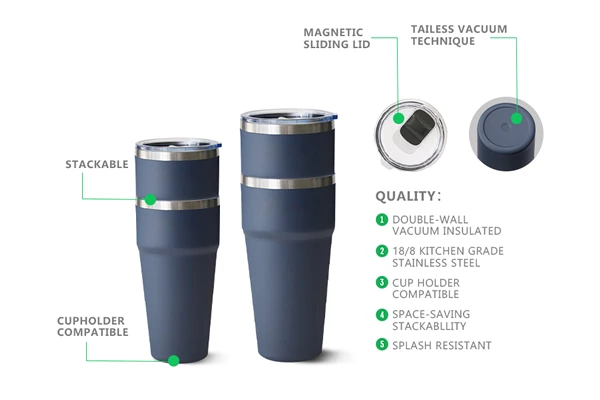 Bulk 16oz Stackable Stainless Steel Tumblers  Wholesale Custom Drinkware