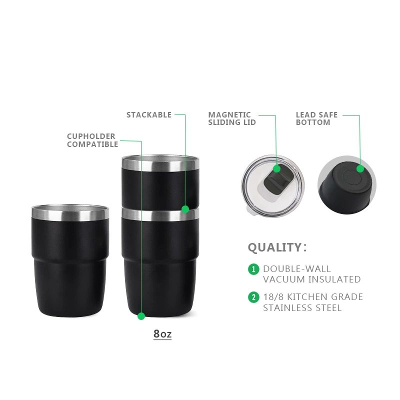 Stainless Steel 8oz Coffee Mugs