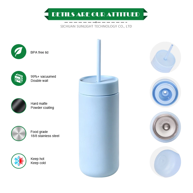 16oz Stainless Steel Straw Tumbler