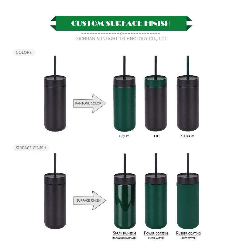 16oz Stainless Steel Straw Tumbler